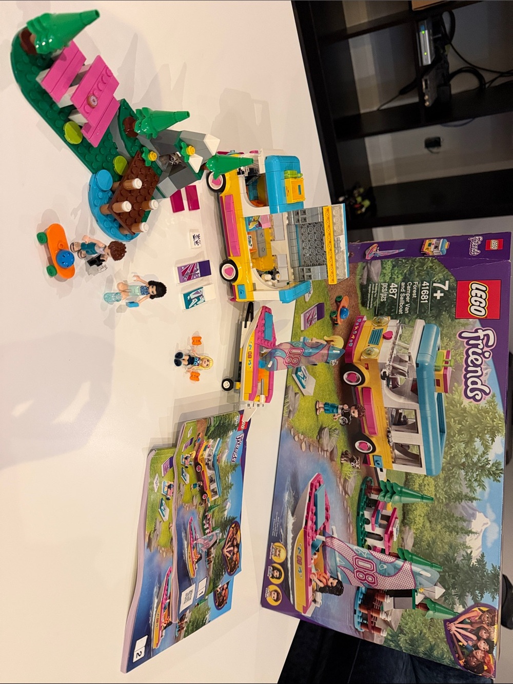 LEGO Friends 41681 Forest Camper Van & Sailboat Playset - Pink, Teal & Yellow